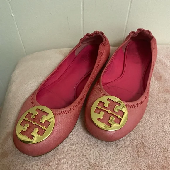 Tory Burch Pink Leather Minnie Flats - Picture 4 of 7